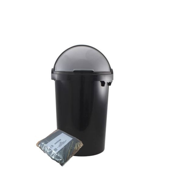 Flip-Top Dustbin &amp; IYWA Refuse Bag Pack Of 20 – Black