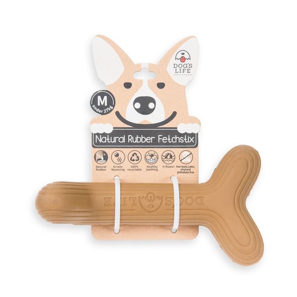 Dog's Life Natural Rubber Dog Toy Fetchstix Brown