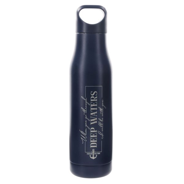 Water Bottle - When You Go Through Deep Waters, Stainless Steel, Dark Blue