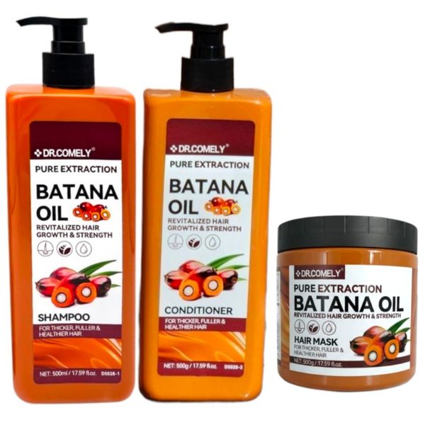 DR Comely BatanaHair Oil Shampoo Conditioner Mask Set for Damaged Hair