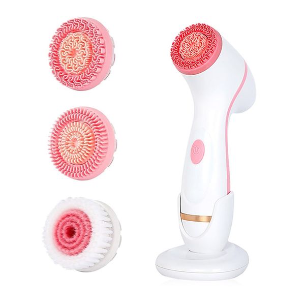 3-in-1 Electric Facial Cleansing Brush, Waterproof Silicone Sonic Rotating