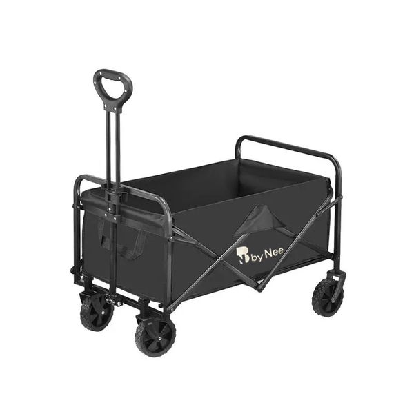 Collapsible Heavy-Duty Camping &amp; Outdoor Trolley - Black 5-inch Wheels