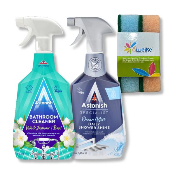 Bathroom Cleaner &amp; Shower Shine Bundle with Scouring Pads | Astonish