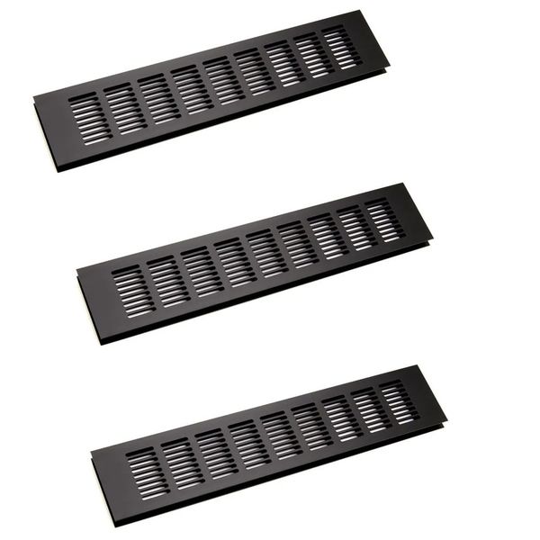 Black Rectangular Air Vent Cover (250mm x 80mm) - 3 Pack