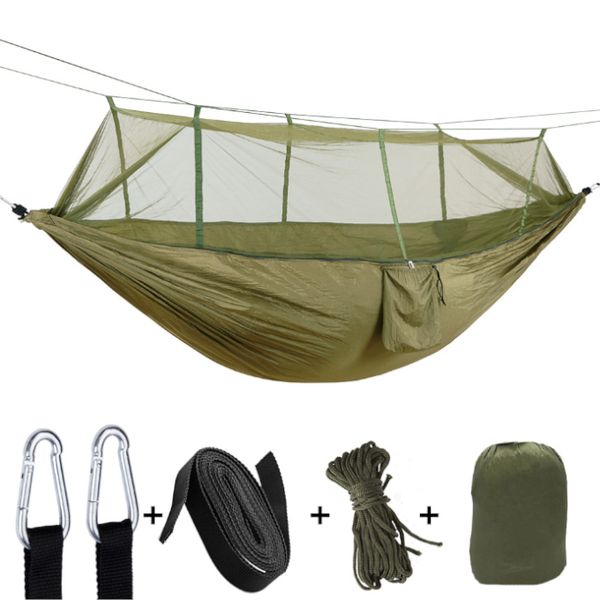 Olive Tree - Portable Camping Hammock With Mosquito Net - Military Green
