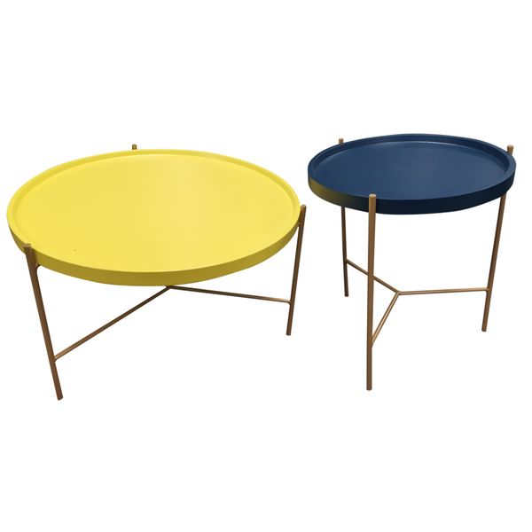 Morden Round Shape Coffee Table With Iron Feet Set of 2 Z-036