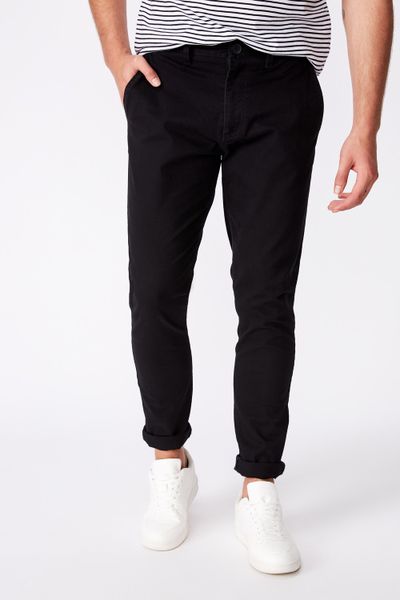 Men's Cotton On Stretch Skinny Fit Chinos - Black
