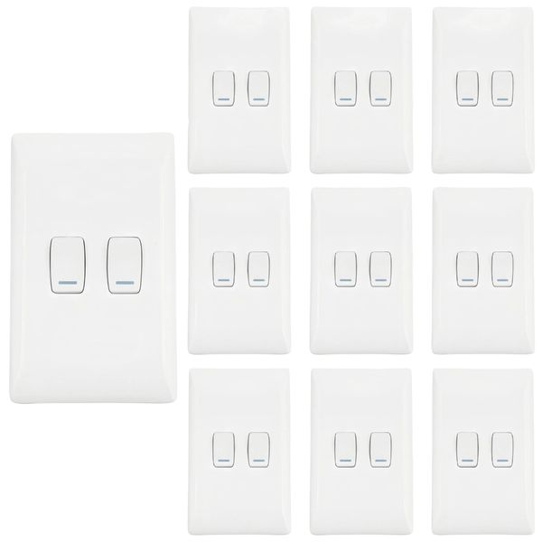 10-Pack AIYI 2-Gang 2-Way 2x4 16A Wall Light Switch AY271-004