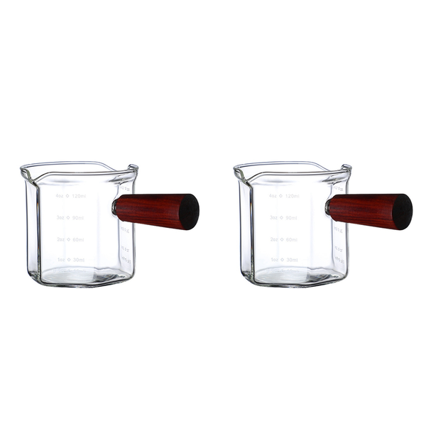 Wood Handle Glass Espresso Measuring Cup