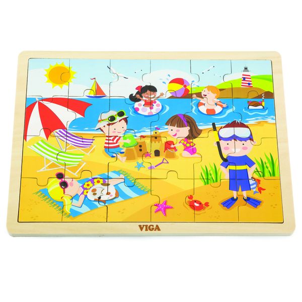 Viga 24 Piece Summer Season Wooden Puzzle with tray