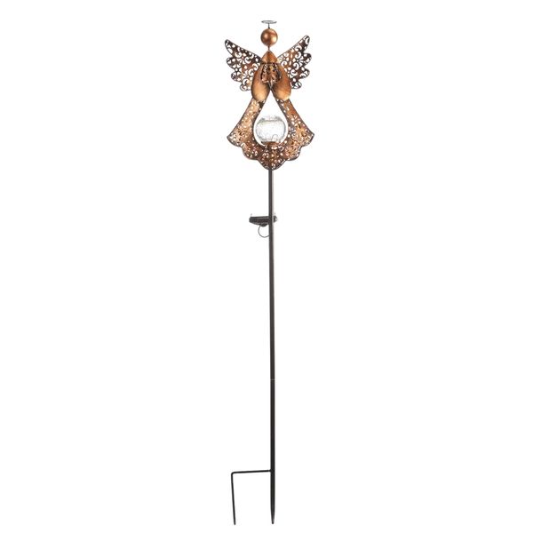 Garden Solar Light Metal Angel Holding Herat With LED Outdoor Decor - 83cm