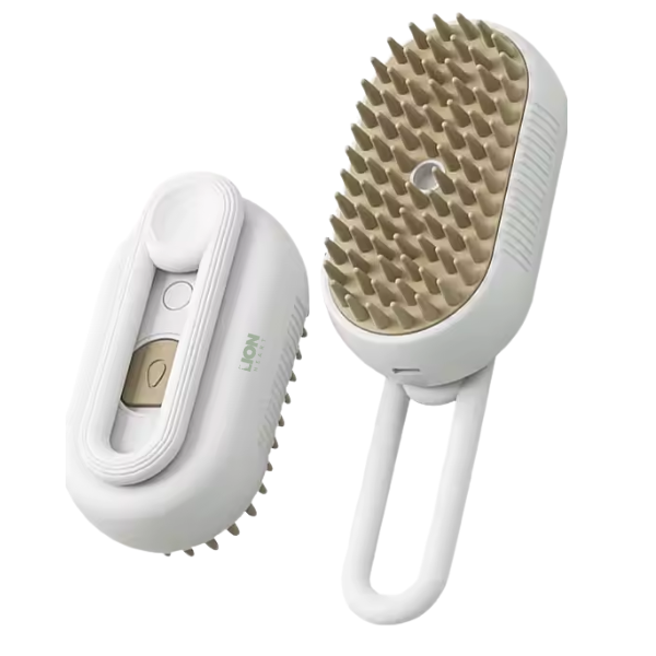 LH Steam Brush for Cats And Dogs 3 in 1 Pet Grooming Tool-White