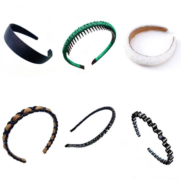 Beaded Headband for Women, Shiny Crystal Comb - 6 Piece