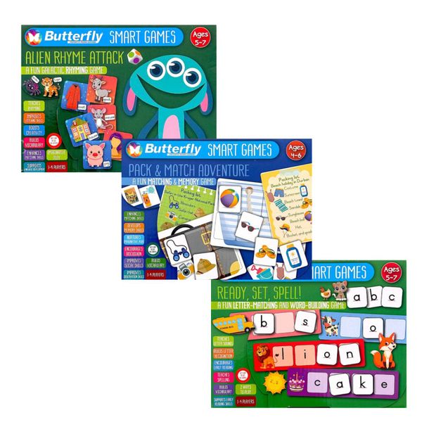 Butterfly Smart Games - Phonics, Rhyme &amp; Reasoning Bundle (3-Pack)
