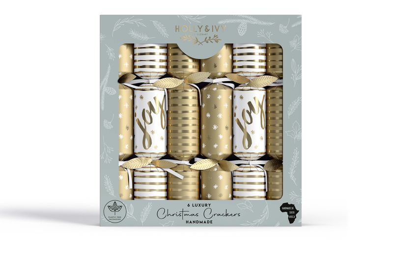Luxury - Metallics Gold Joy Christmas Crackers
