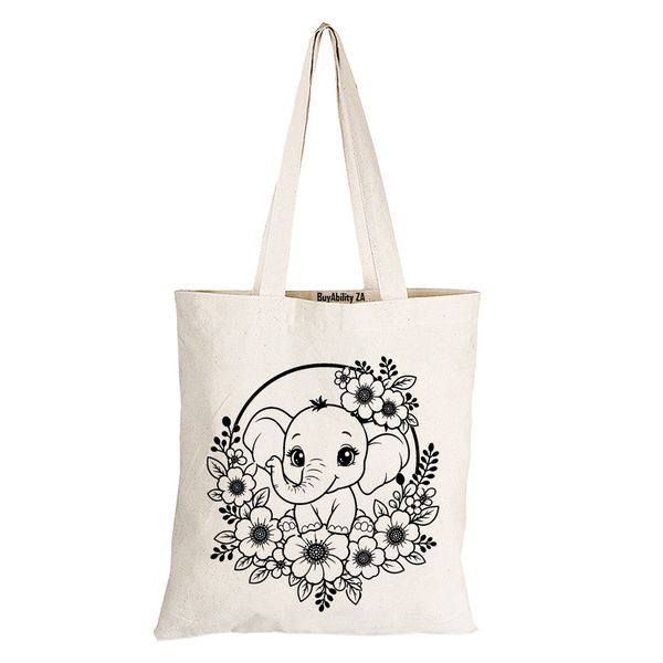 Elephant Wreath - Eco-Cotton Natural Fibre Bag