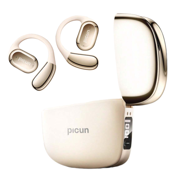 PICUN - H1S - Voice Control Earbuds With LED Power Display - Cream White