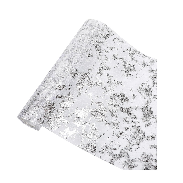 Silver Tablecloth Sequined Glitter Foil Metallic Silver Fine Mesh Tableclot