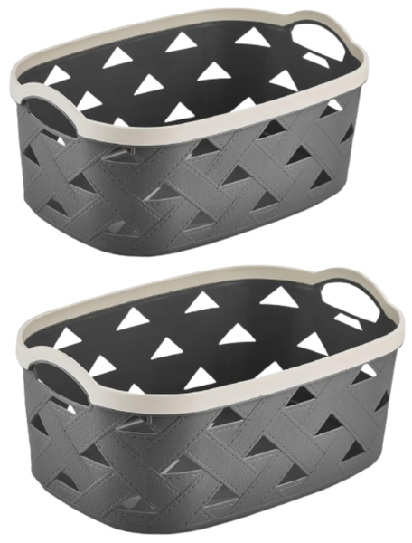 Sunplast Small Leather Patterned Basket 1.9L Pack of 2 -(SD-5001)