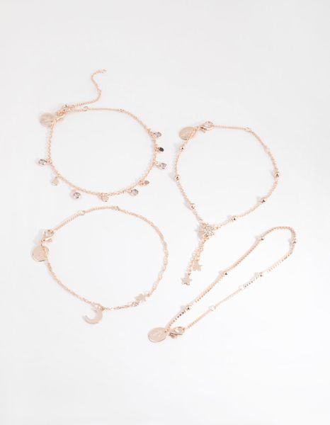 Rose Gold Celestial Drop 4-Pack Bracelets