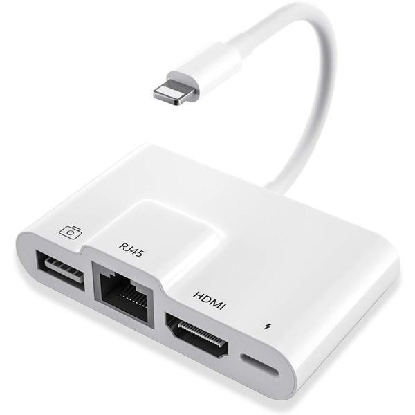 RJ45 Ethernet 4 in 1 Lightning to HDMI Adapter - 1080P
