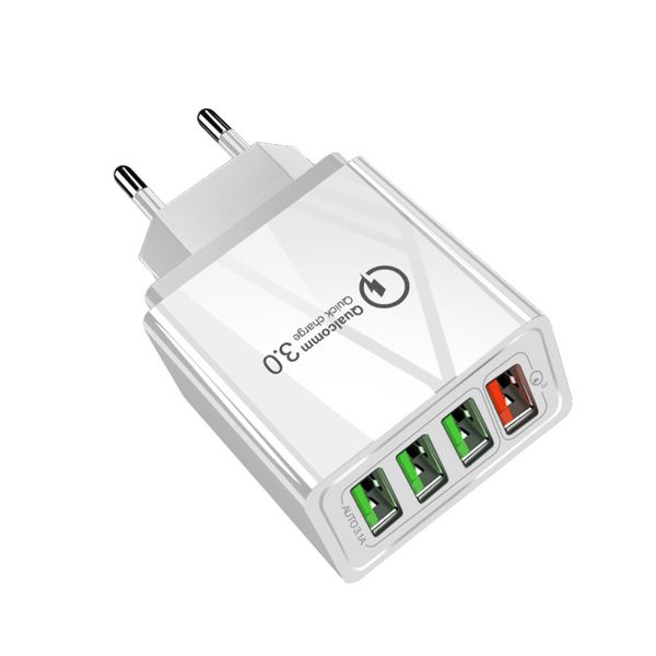 QC3.0 Fast Quick Charger 4 USB Ports Hub Wall Charger EU Plug-White