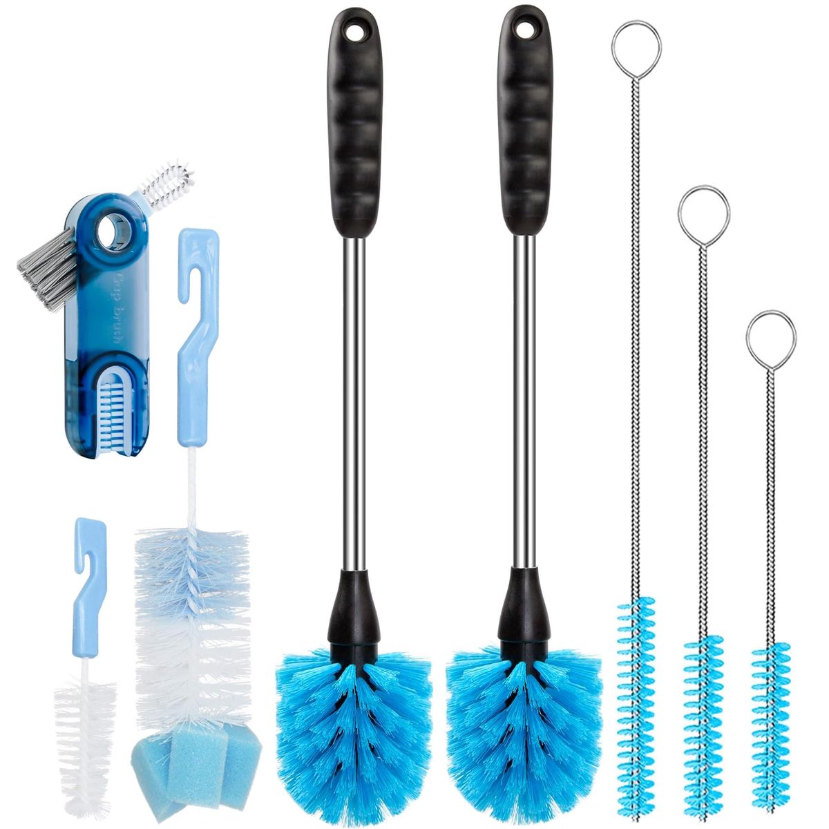 Decanter Cleaner Set 2 Spazzole Per Pulizia Decanter E Bicchieri Da Vino, 17 E 18 Pollici, Con Setole Morbide E Foro Appendino