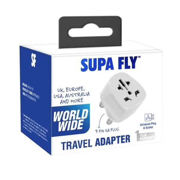 World Wide Travel Adapter 3 Pin Sa Plug - Supa Fly