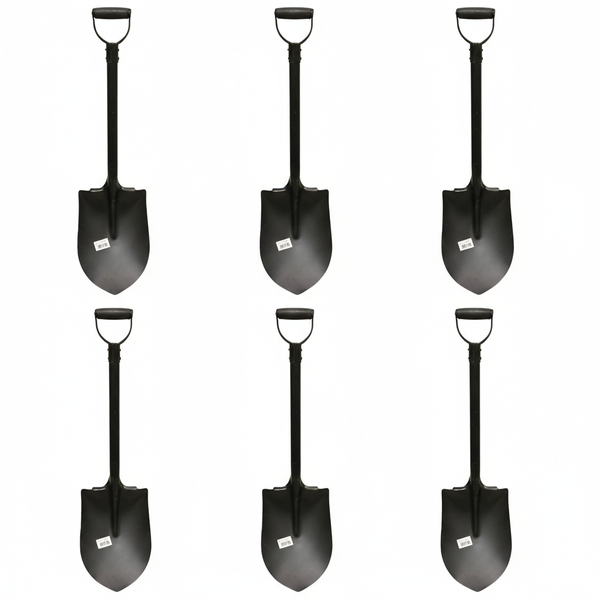 6-Pack Heavy Duty Round Mouth Shovel - Black AY007-001