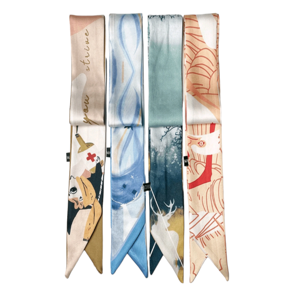 Ladies Long Neck/Hair Accessory Scarves- 4 Pieces