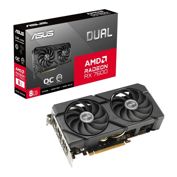 ASUS Dual Radeon RX 7600 OC EVO 8GB GDDR6 Graphics Card - PCIe 4.0, HDMI