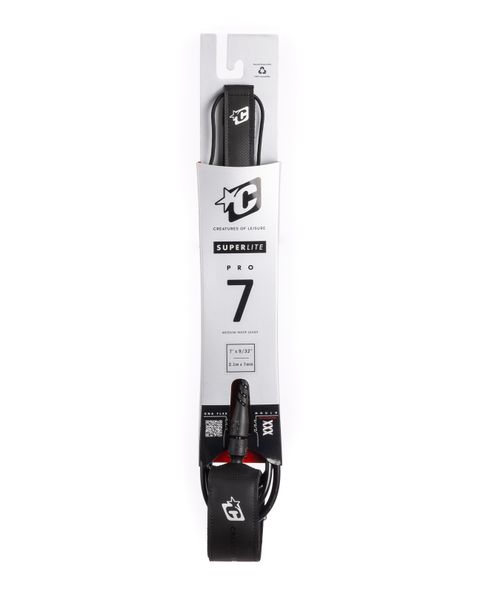 Creatures Superlite Pro 7 Surfboard Leash : Black Silver