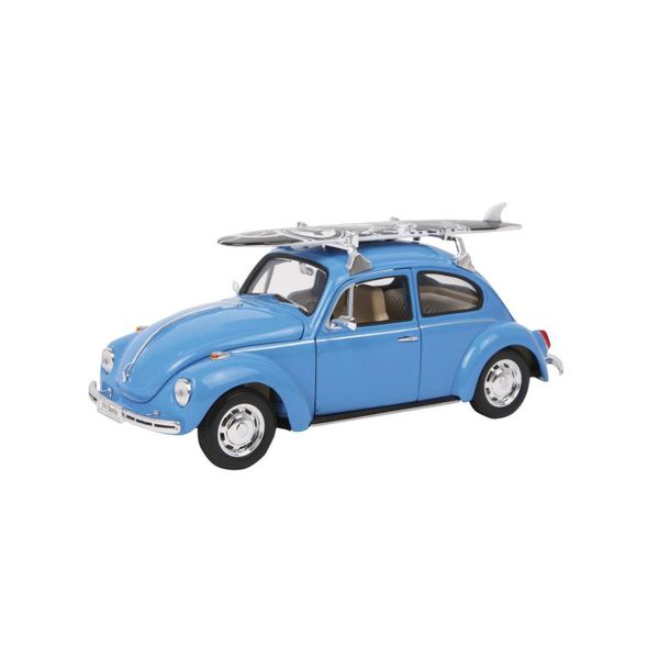 Welly 1971 Volkswagen Beetle Hard Top with Surfboard Scale 1:24 - Blue