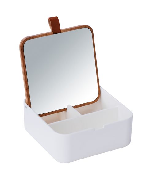 Wenko - Organizer with Cosmetic Mirror - Bovisa - White