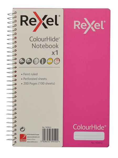 Rexel Notebook A5 Feint and Ruled Perforated Pages - Pink