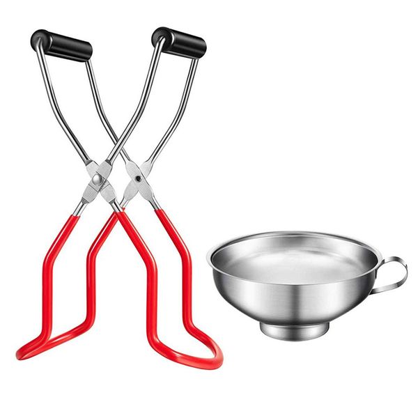 Stainless Steel Canning Tongs with Anti-scalding Handle &amp; Wide Mouth Funnel