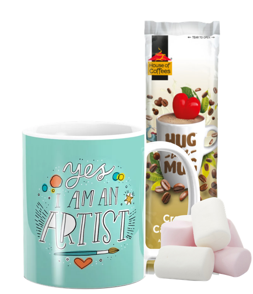 PepperSt Hug Mug with marshmallows | Yes I am an Artist