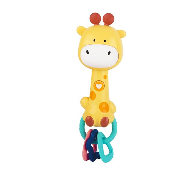 Bright Yellow Giraffe Baby Musical Rattle Toy - Teether &amp; Sensory Chew
