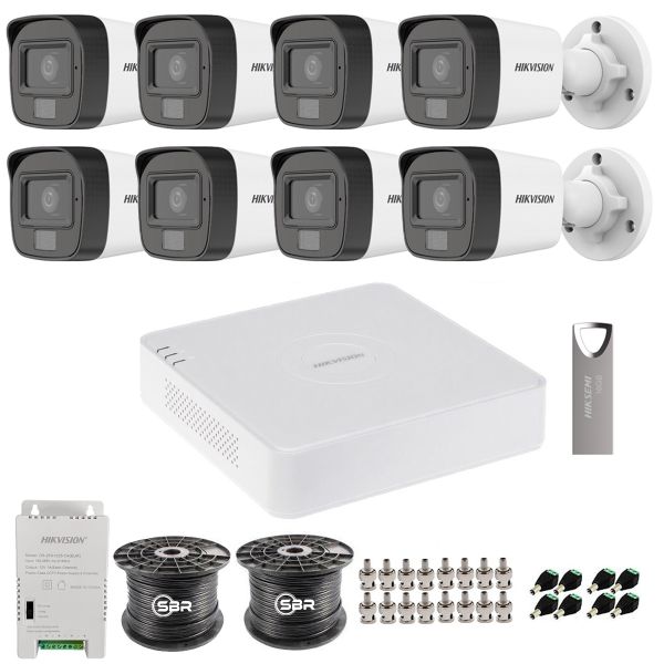 Hikvision 8CH Smart Hybrid DVR Kit 1080P with Audio Cameras - No HDD