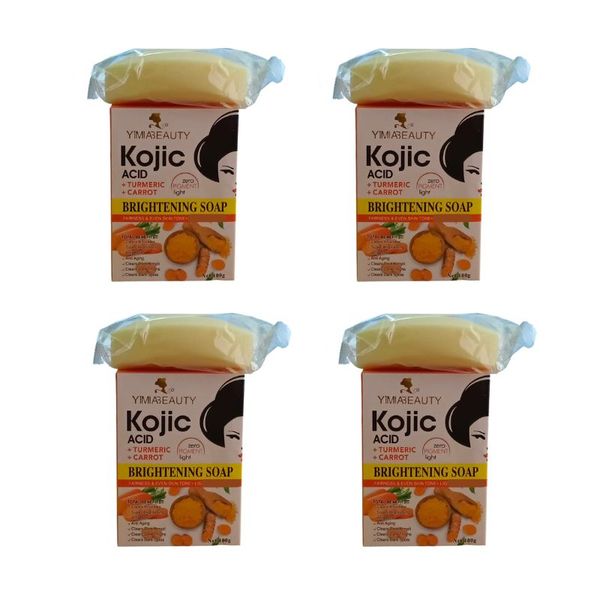 Yimia Beauty Kojic Acid with Turmeric and Carrot Brightening Soap - 4 Pack