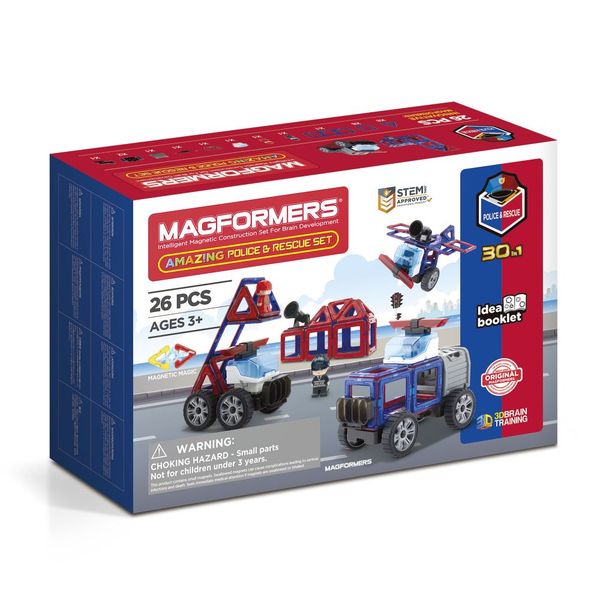 Magformers Magnetic Building Set: Amazing Police &amp; Rescue Set