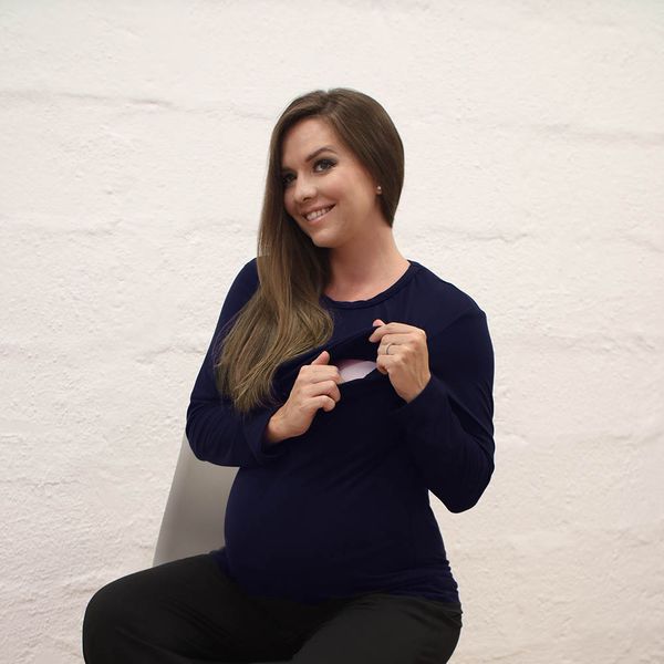 Hannah Grace Maternity Navy Long Sleeve Top