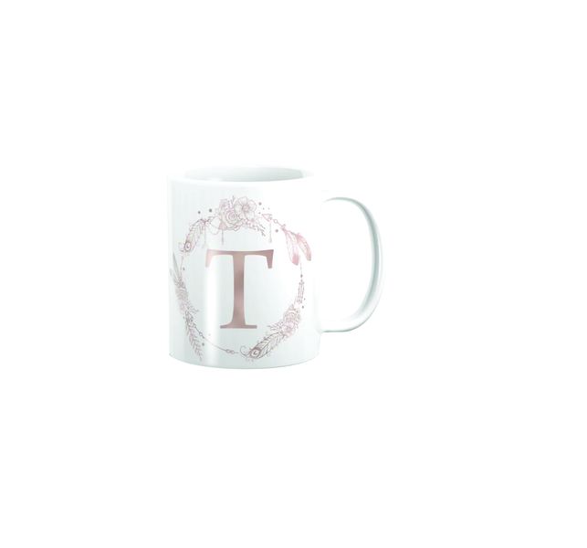 Letter T Rose Gold Pink Initial Monogram image
