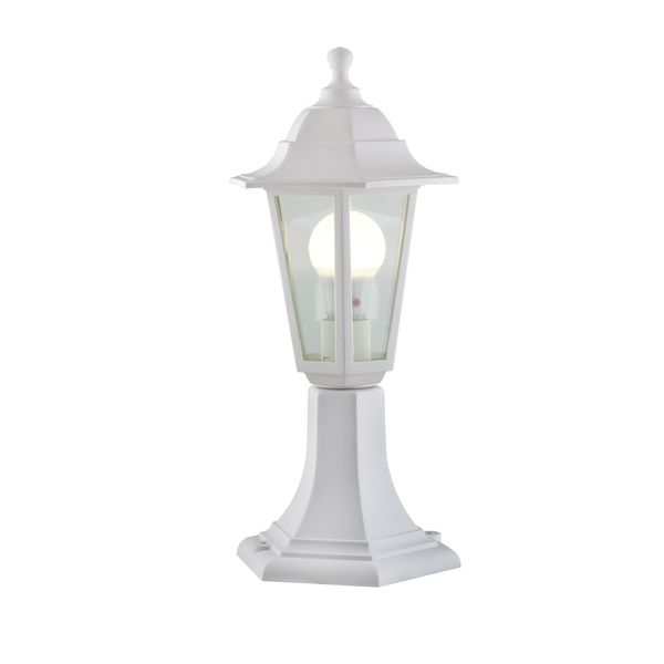 Plastic Lantern - 6 Panel - Pedestal - White