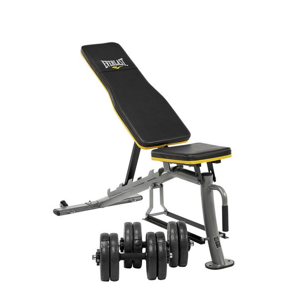 Everlast Core Dumbbell Bench with 2 Dumbbell Handles &amp; 20kg Weights