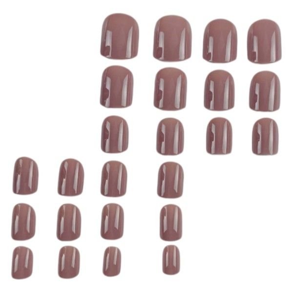 24 Piece - Short Square Artificial Nails With Application Kit - Khaki