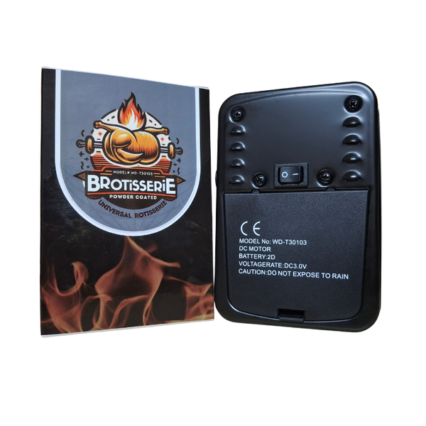 Brotisserie Powder Coated Rotisserie Motor, Cordless &amp; 3V Power Compatible