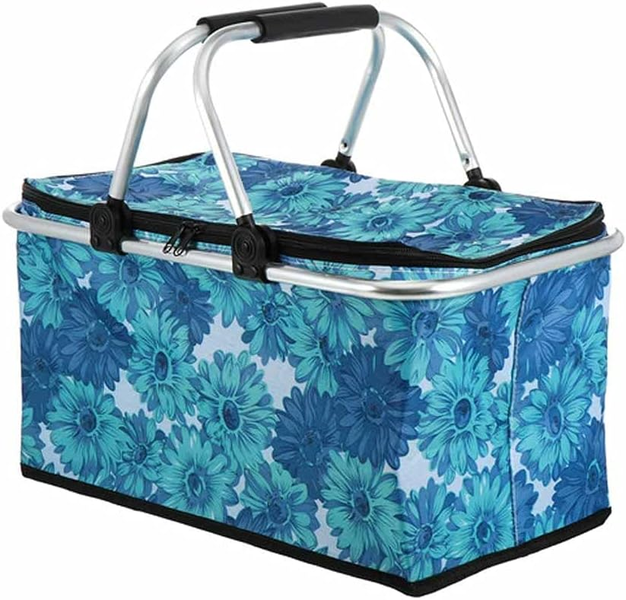 Collapsible Insulated Picnic Bag Basket-BLUE