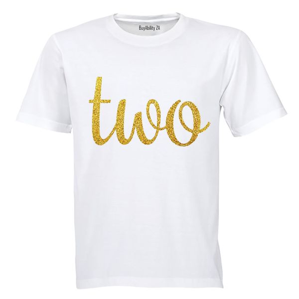 Two - Glitter Gold - Kids - T-Shirt - White