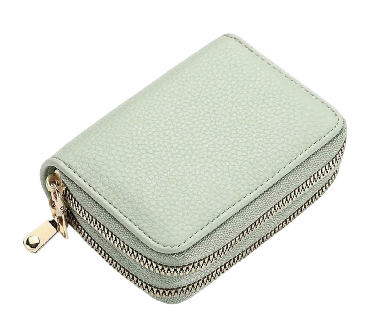 Lychee Green PU Leather Accordion Card Holder - Large Capacity